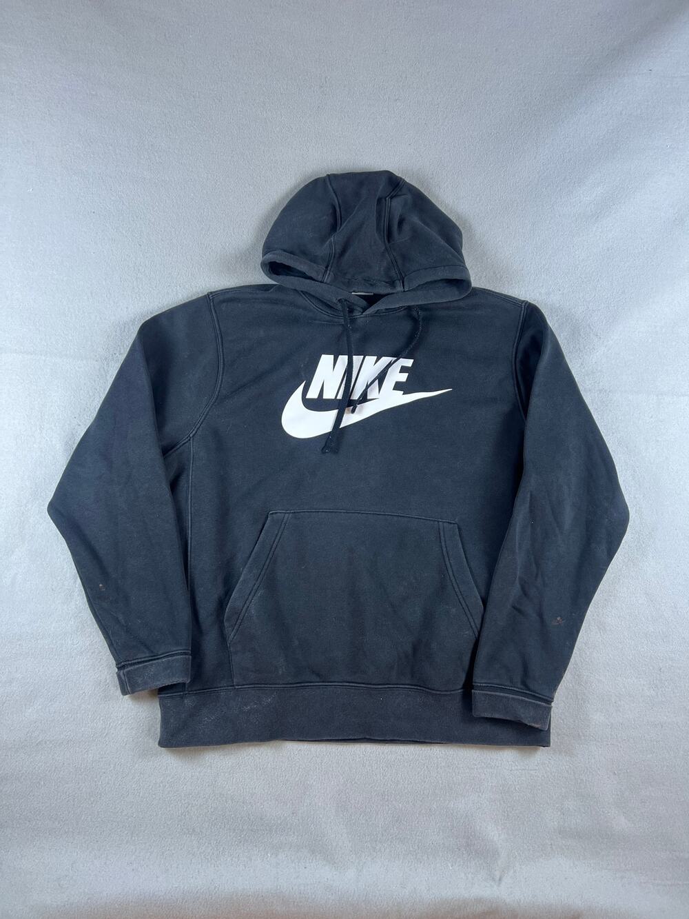 Nike Spellout Hoodie Mens L Black Swoosh Graphics Print Grunge Skate Sweatshirt